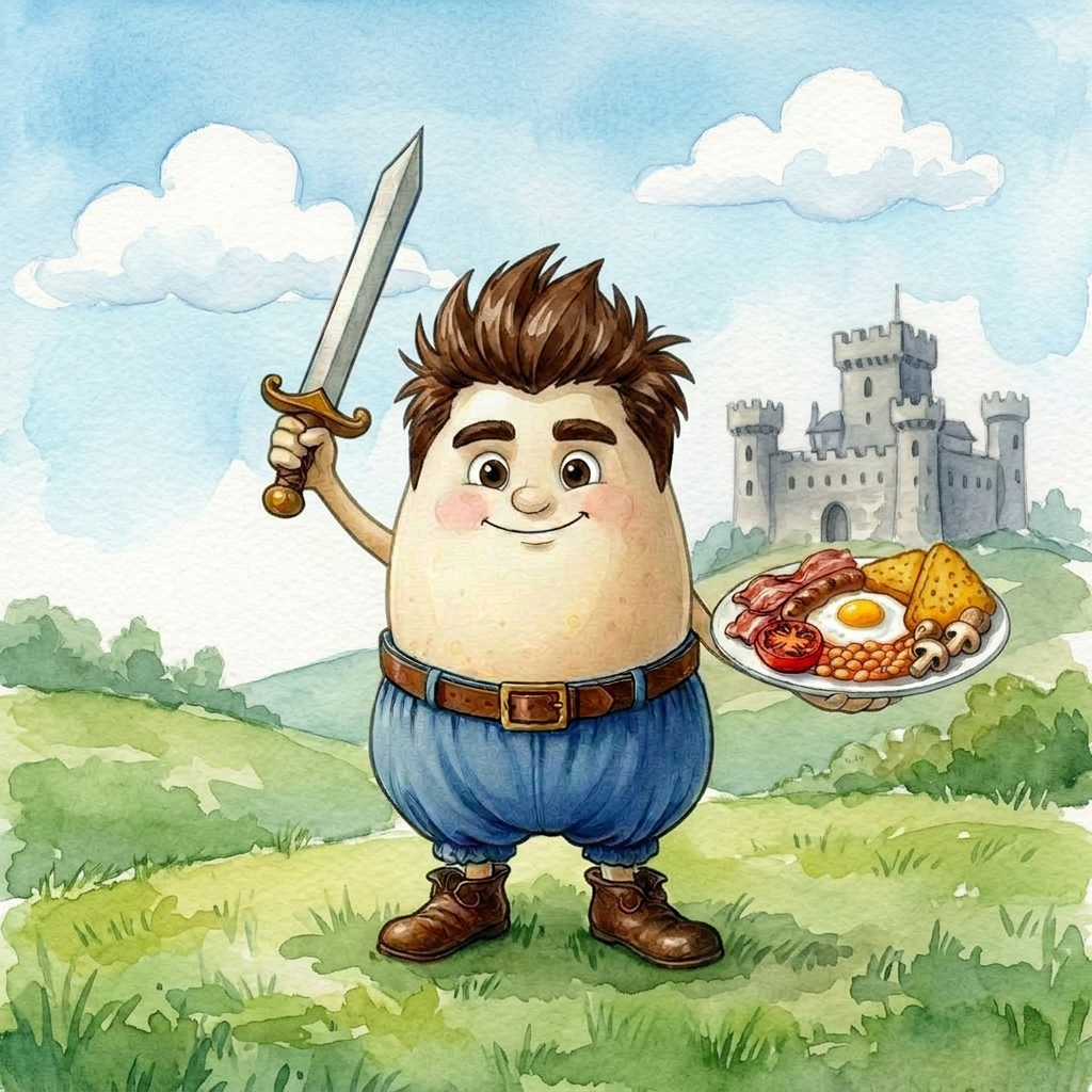 Silly Plotos, a brave egg adventurer, painted in watercolor